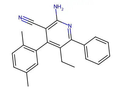 2-Amino-4-(2,5-dimethylphenyl)-5-ethyl-6-phenylpyridine-3-carbonitrile structure