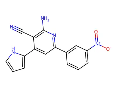 2-amino-6-(3-nitrophenyl)-4-(1H-pyrrol-2-yl)pyridine-3-carbonitrile structure