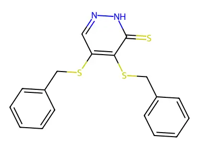 4,5-Bis(benzylthio)-3-pyridazinethiol structure