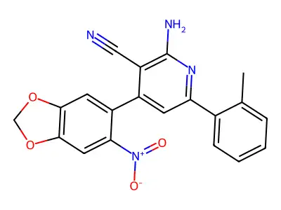 2-amino-6-(2-methylphenyl)-4-(6-nitro-1,3-benzodioxol-5-yl)pyridine-3-carbonitrile structure