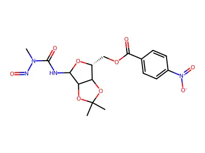 Methyl-3NITROSO-3 ureido-1' O-isopropylidene-2',3'-O-p-nitrobenz oyl-5' ribofurannose structure
