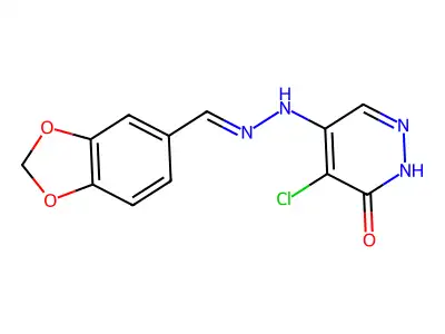 4-[2-(1,3-benzodioxol-5-ylmethylidene)hydrazinyl]-5-chloro-1H-pyridazin-6-one structure