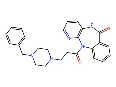 6H-Pyrido(2,3-b)(1,4)benzodiazepin-6-one, 5,11-dihydro-11-(1-oxo-3-(4-(phenylmethyl)-1-piperazinyl)propyl)- structure
