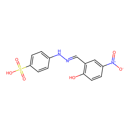 4-[2-[(2-Hydroxy-5-nitrophenyl)methylidene]hydrazinyl]benzenesulfonic acid structure