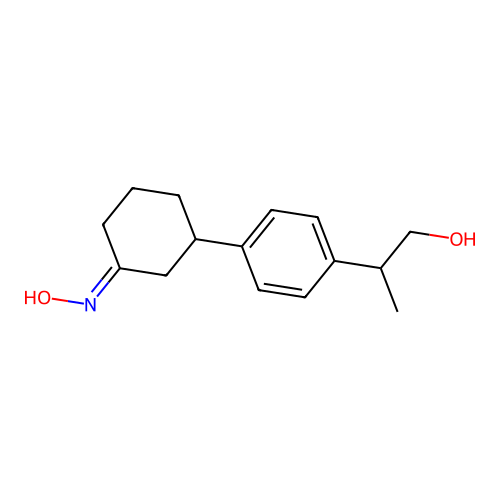 Cyclohexanone, 3-(4-(2-hydroxy-1-methylethyl)phenyl)-, oxime structure