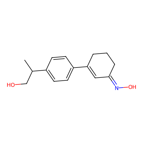 2-Cyclohexen-1-one, 3-(4-(2-hydroxy-1-methylethyl)phenyl)-, oxime structure