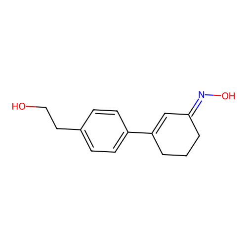2-Cyclohexen-1-one, 3-(4-(2-hydroxyethyl)phenyl)-, oxime structure