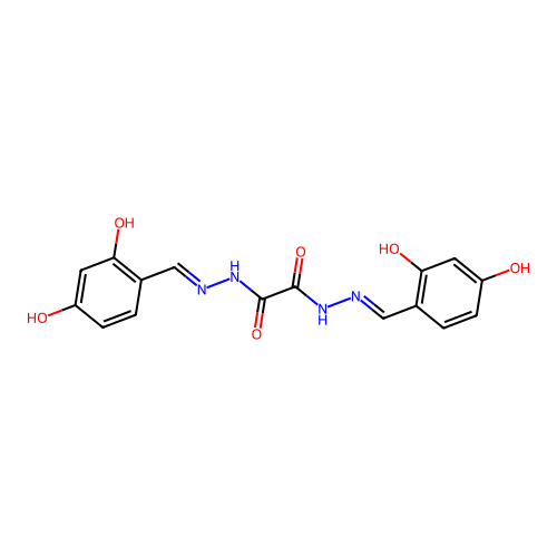 Ethanedioic acid bis(((2,4-dihydroxyphenyl)methylene)hydrazide) structure