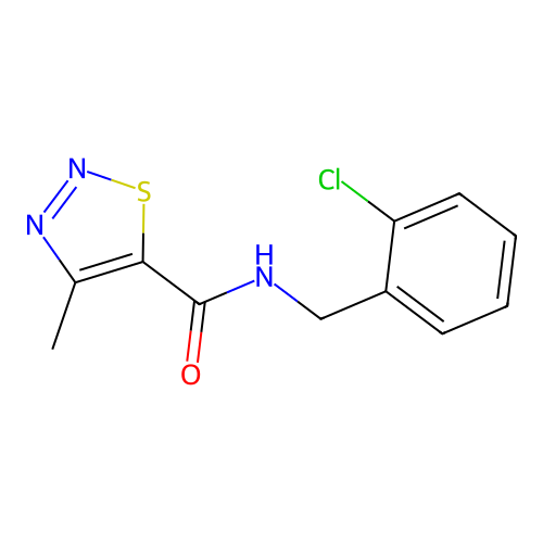 N-[(2-chlorophenyl)methyl]-4-methylthiadiazole-5-carboxamide structure
