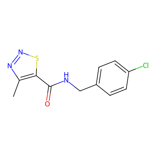 N-(4-chlorobenzyl)-4-methyl-1,2,3-thiadiazole-5-carboxamide structure