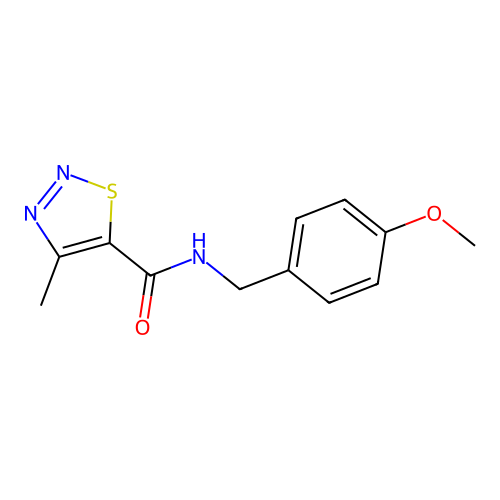 N-(4-methoxybenzyl)-4-methyl-1,2,3-thiadiazole-5-carboxamide structure
