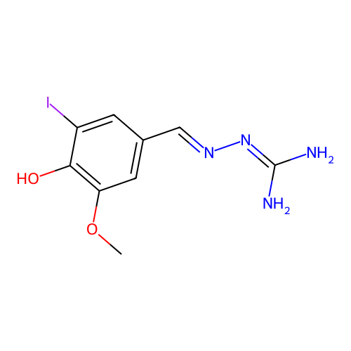 Hydrazinecarboximidamide,2-[(4-hydroxy-3-iodo-5-methoxyphenyl)methylene]- structure