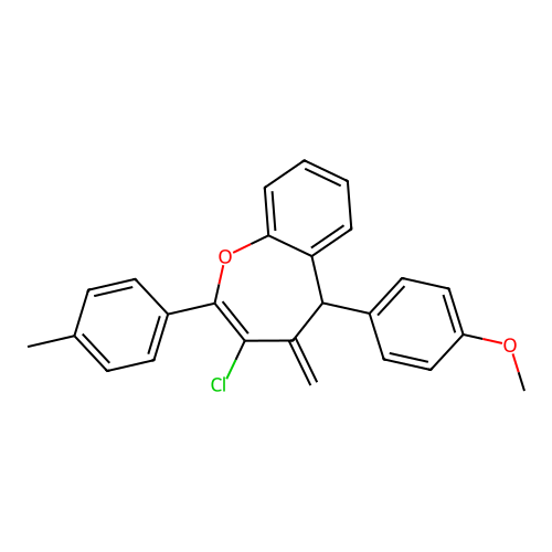 3-chloro-5-(4-methoxyphenyl)-4-methylidene-2-(4-methylphenyl)-4,5-dihydro-1-benzoxepine structure