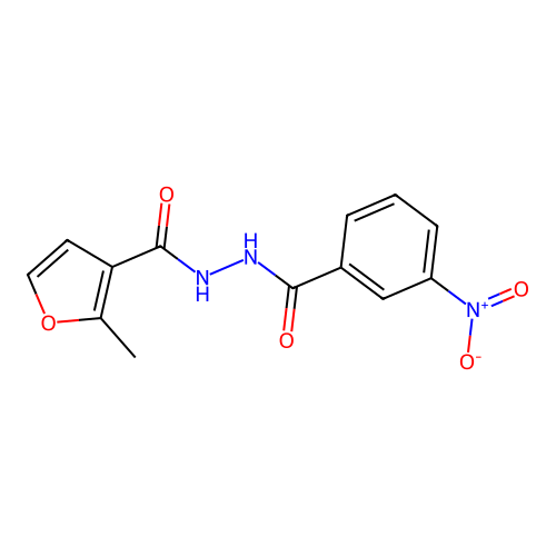 2-methyl-N'-(3-nitrobenzoyl)furan-3-carbohydrazide structure
