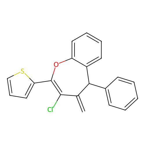 3-Chloro-4-methylidene-5-phenyl-2-(thiophen-2-yl)-4,5-dihydro-1-benzoxepine structure