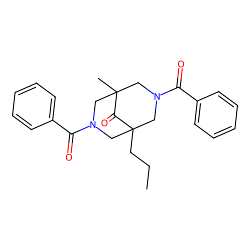 3,7-Dibenzoyl-1-methyl-5-propyl-3,7-diazabicyclo[3.3.1]nonan-9-one structure