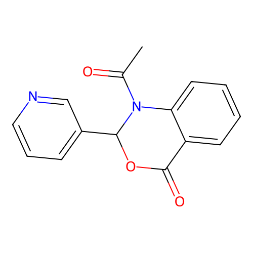 1-acetyl-2-(pyridin-3-yl)-1,2-dihydro-4H-3,1-benzoxazin-4-one structure