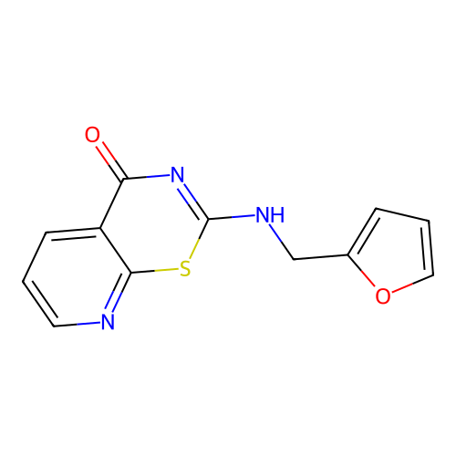 2-[(2-furylmethyl)amino]-4H-pyrido[3,2-e][1,3]thiazin-4-one structure