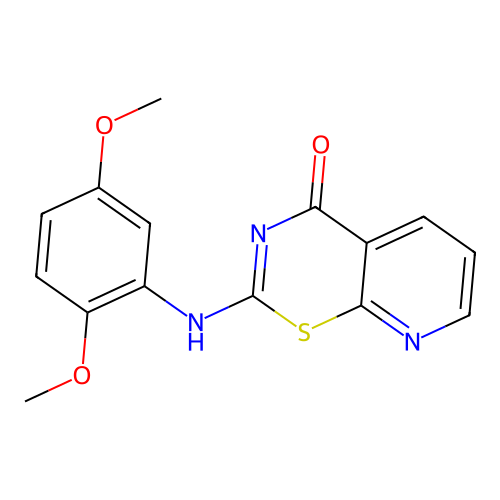 2-[(2,5-dimethoxyphenyl)amino]-4H-pyrido[3,2-e][1,3]thiazin-4-one structure