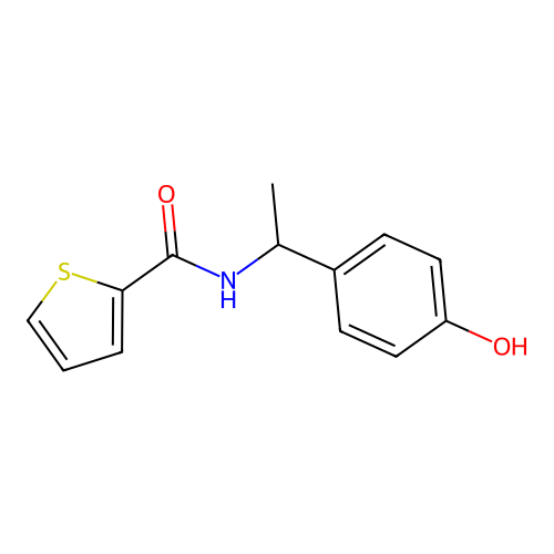 N-[1-(4-hydroxyphenyl)ethyl]thiophene-2-carboxamide structure