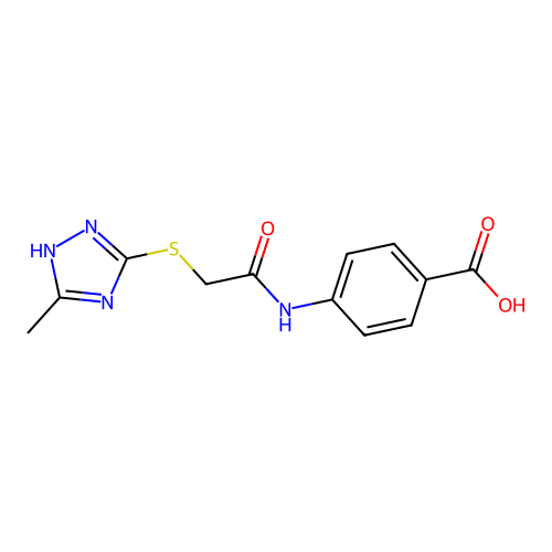4-({[(5-methyl-4H-1,2,4-triazol-3-yl)thio]acetyl}amino)benzoic acid structure