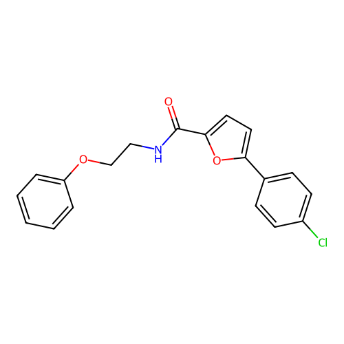 5-(4-chlorophenyl)-N-(2-phenoxyethyl)furan-2-carboxamide structure