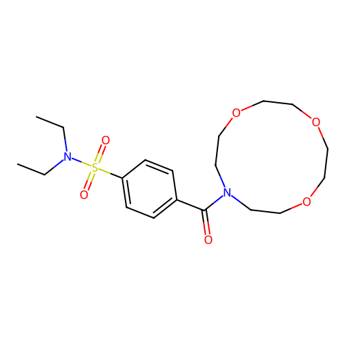 N,N-diethyl-4-(1,4,7-trioxa-10-azacyclododecane-10-carbonyl)benzenesulfonamide structure