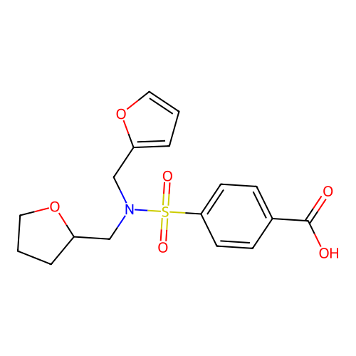 4-[(Furan-2-ylmethyl)(tetrahydrofuran-2-ylmethyl)sulfamoyl]benzoic acid structure