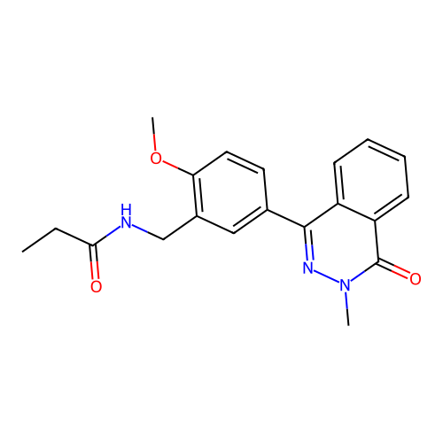 N-[2-methoxy-5-(3-methyl-4-oxo-3,4-dihydrophthalazin-1-yl)benzyl]propanamide structure