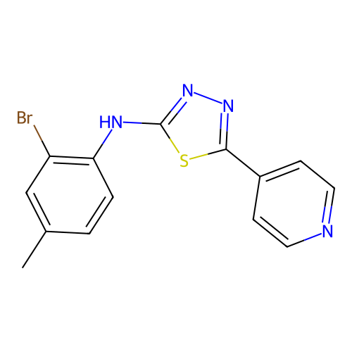 N-(2-bromo-4-methylphenyl)-5-(4-pyridinyl)-1,3,4-thiadiazol-2-amine structure