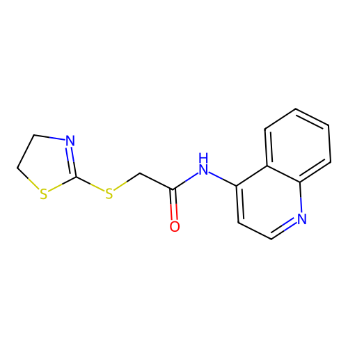 2-(4,5-dihydro-1,3-thiazol-2-ylthio)-N-4-quinolinylacetamide structure