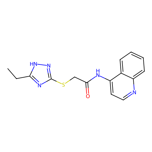 2-[(5-ethyl-4H-1,2,4-triazol-3-yl)thio]-N-4-quinolinylacetamide structure