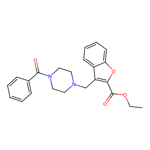 Ethyl 3-[(4-benzoylpiperazino)methyl]-1-benzofuran-2-carboxylate structure