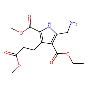 4-O-ethyl 2-O-methyl 5-(aminomethyl)-3-(3-methoxy-3-oxopropyl)-1H-pyrrole-2,4-dicarboxylate structure