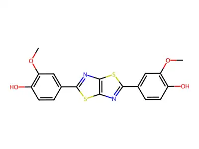 4,4'-(1,3)Thiazolo(5,4-d)(1,3)thiazole-2,5-diylbis(2-methoxyphenol) structure
