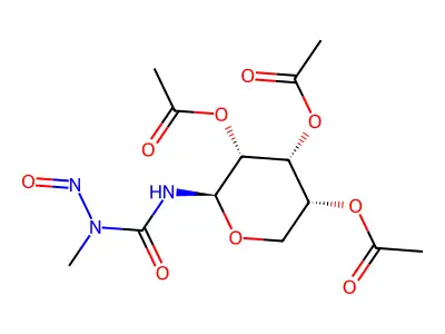 Urea, 1-methyl-1-nitroso-3-(2,3,4-tri-O-acetyl-beta-D-ribopyranos-1-yl)- structure
