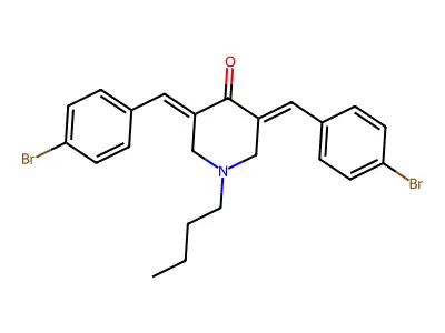 4-Piperidinone,3,5-bis[(4-bromophenyl)methylene]-1-butyl- structure
