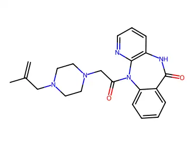 6H-Pyrido(2,3-b)(1,4)benzodiazepin-6-one, 5,11-dihydro-1-((4-(2-methyl-2-propenyl)-1-piperazinyl)acetyl)- structure