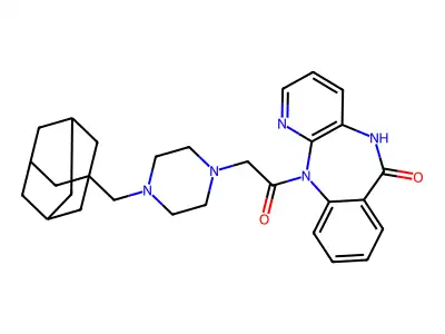 6H-Pyrido(2,3-b)(1,4)benzodiazepin-6-one, 5,11-dihydro-11-((4-(tricyclo(3.3.1.1(sup 3,7))dec-1-ylmethyl)-1-piperazinyl)acetyl)- structure