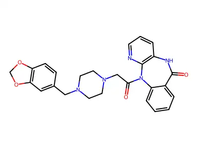 6H-Pyrido(2,3-b)(1,4)benzodiazepin-6-one, 5,11-dihydro-11-((4-(1,3-benzodioxol-5-ylmethyl)-1-piperazinyl)acetyl)- structure