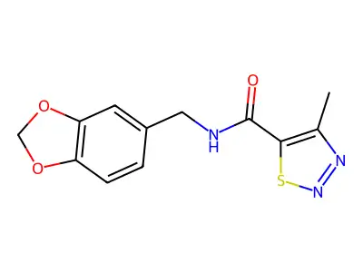 N-(1,3-benzodioxol-5-ylmethyl)-4-methyl-1,2,3-thiadiazole-5-carboxamide structure