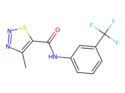 4-methyl-N-[3-(trifluoromethyl)phenyl]-1,2,3-thiadiazole-5-carboxamide structure
