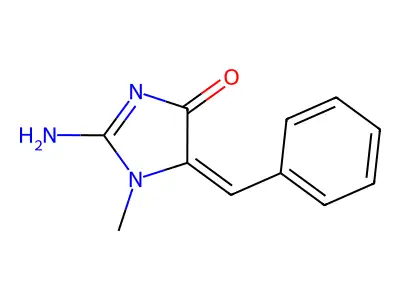 2-amino-5-benzylidene-1-methylimidazol-4-one structure