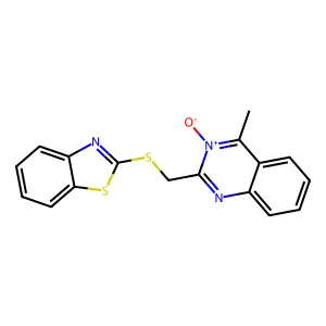 Quinazoline, 2-((2-benzothiazolylthio)methyl)-4-methyl-, 3-oxide structure