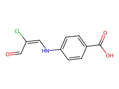 4-[(2-Chloro-3-oxoprop-1-enyl)amino]benzoic acid structure
