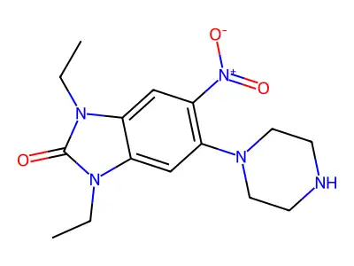 1,3-Diethyl-5-nitro-6-piperazin-1-ylbenzimidazol-2-one structure