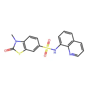 3-methyl-2-oxo-N-quinolin-8-yl-1,3-benzothiazole-6-sulfonamide structure