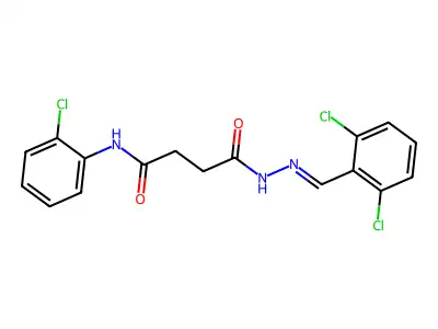 N-(2-chlorophenyl)-N'-[(2,6-dichlorophenyl)methylideneamino]butanediamide structure