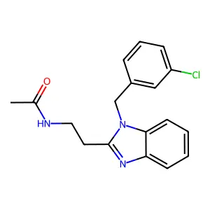 N-(2-{1-[(3-chlorophenyl)methyl]-1H-1,3-benzodiazol-2-yl}ethyl)acetamide structure