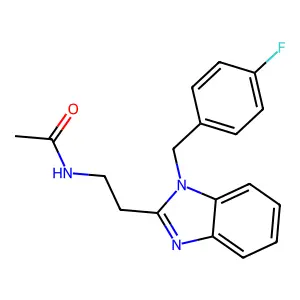 N-[2-[1-[(4-fluorophenyl)methyl]benzimidazol-2-yl]ethyl]acetamide structure